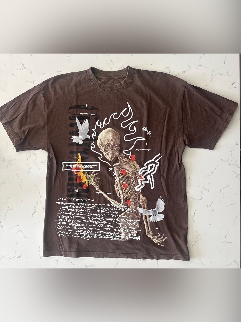 Civilregime men’s size Large graphics Tee shirt brown
